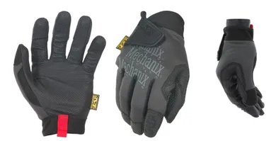 A Specialty Grip glove in three views showing its textured gripping palm, back and profile