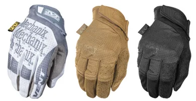 Three Vent gloves in white, coyote and black, showing the perforations across back and fingers